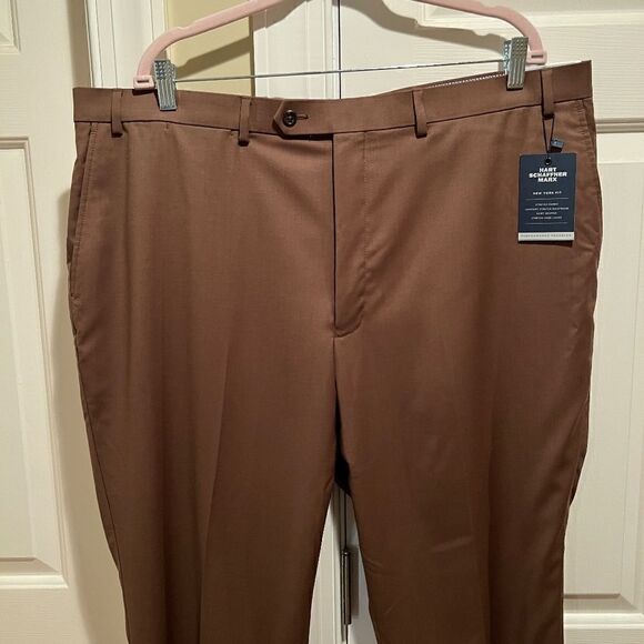 NWT Men's Hart Schaffner Marx New York Fit Wool Dress Pants Brown Size 42 - Picture 3 of 6